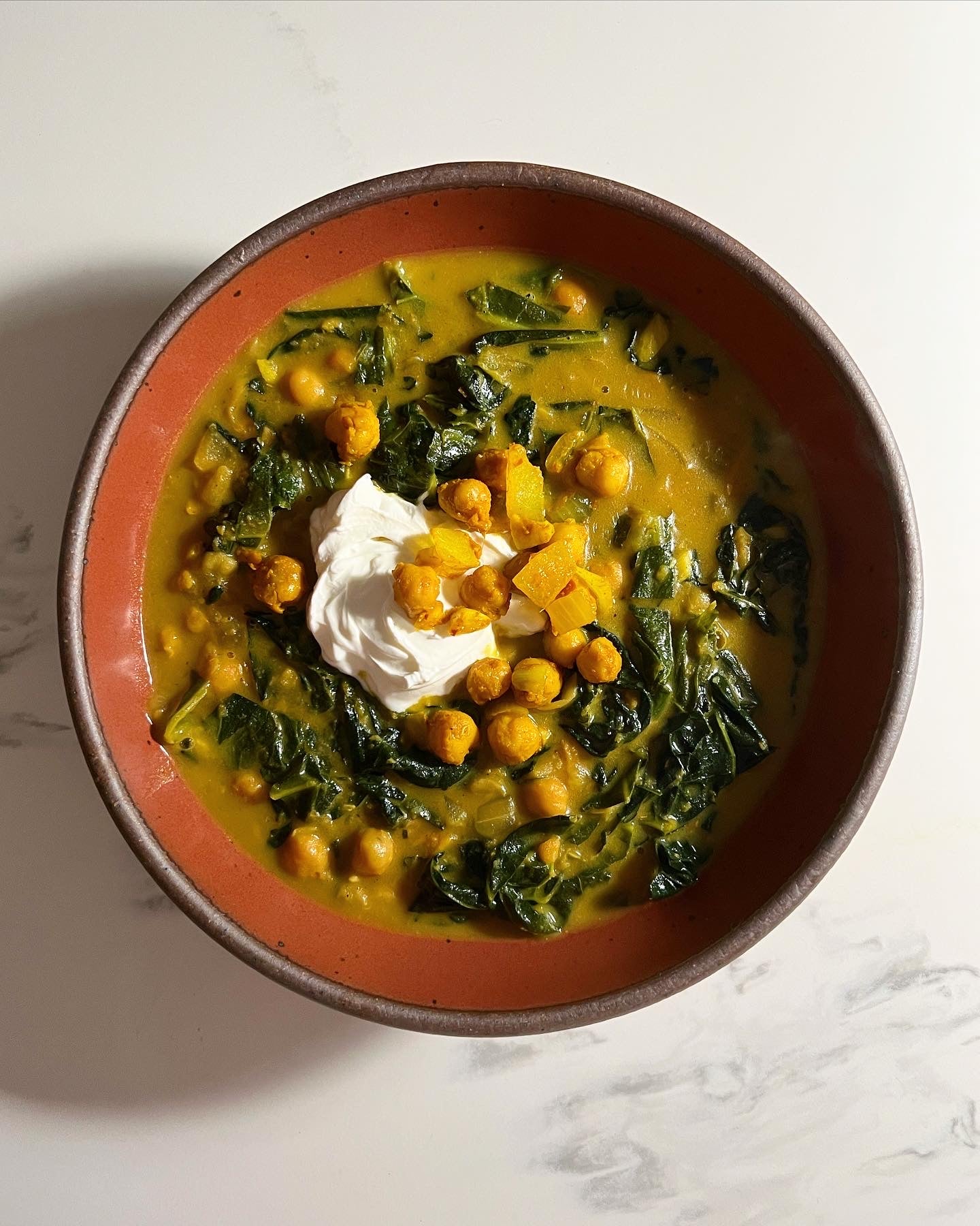 Goan Spinach and Chickpea Curry with Pistachio Milk & Salted Lemony Labneh