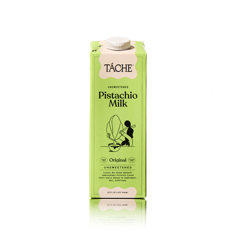 Unsweetened pistachio milk carton front label display